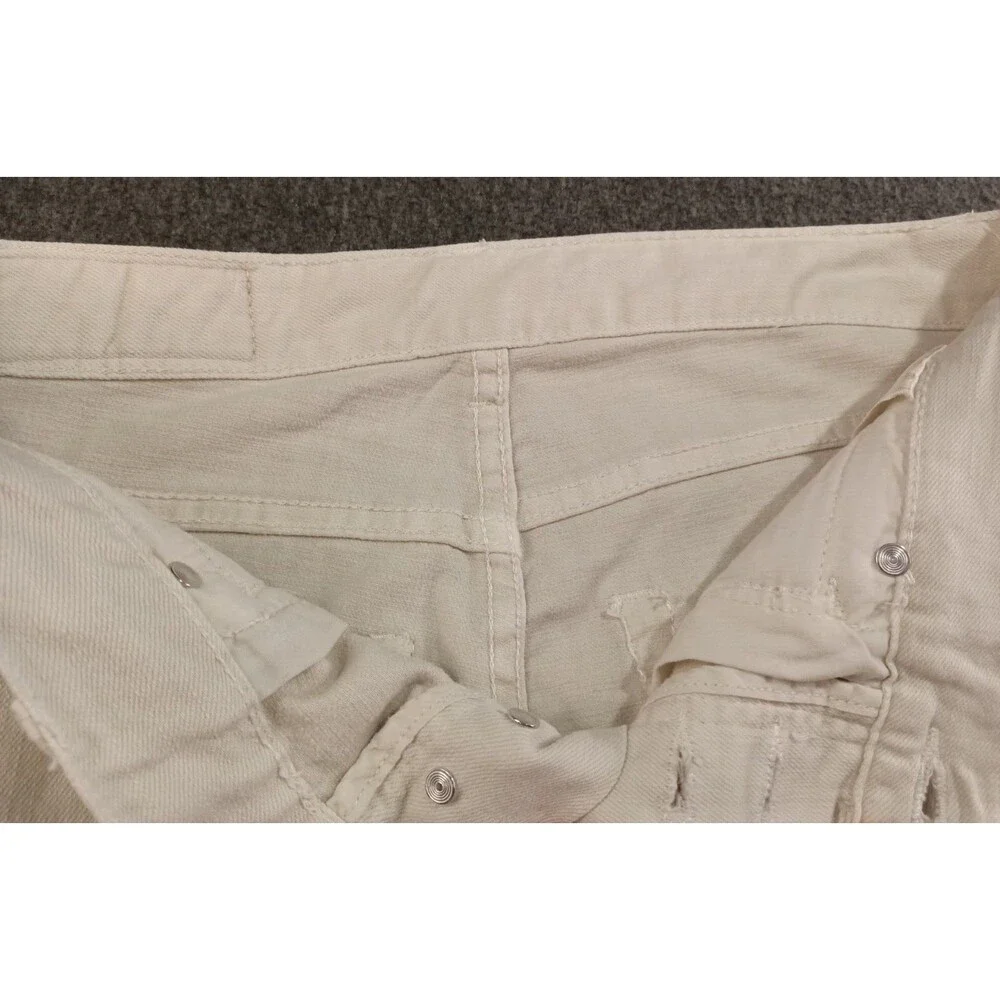 M N M L White Stretch Moto Denim Skinny Distressed Mens Jeans Size 29 Ankle Zip